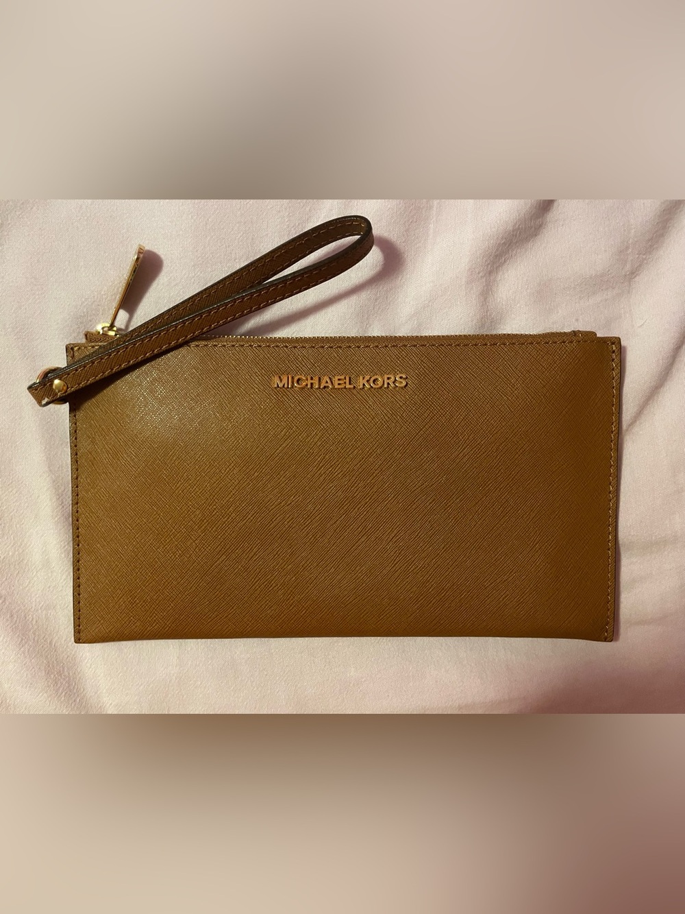 Michael Kors Tan Leather Jet Set Wristlet